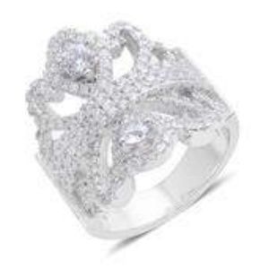 Simulated Diamond Silvertone Ring NWT!